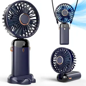 Portable Handheld Fan with Base, 8 Hours Battery Life, 5 Speeds, 90° Adjustable, Rechargeable Mini Fan for Outdoor & Indoor Use, Digital Display, Compact & Lightweight