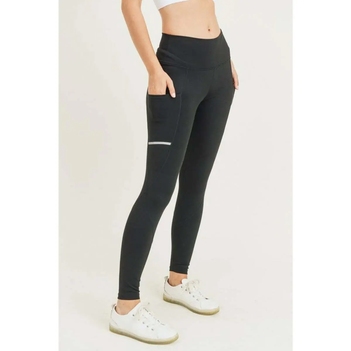 Reflective Stripe Leggings with Pockets