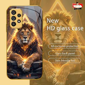 Suitable for [Galaxy A52 5g] New high-end lion electroplated glass mobile phone case new business simple explosion-proof mobile phone case affordable anti-fall anti-fingerprint 995