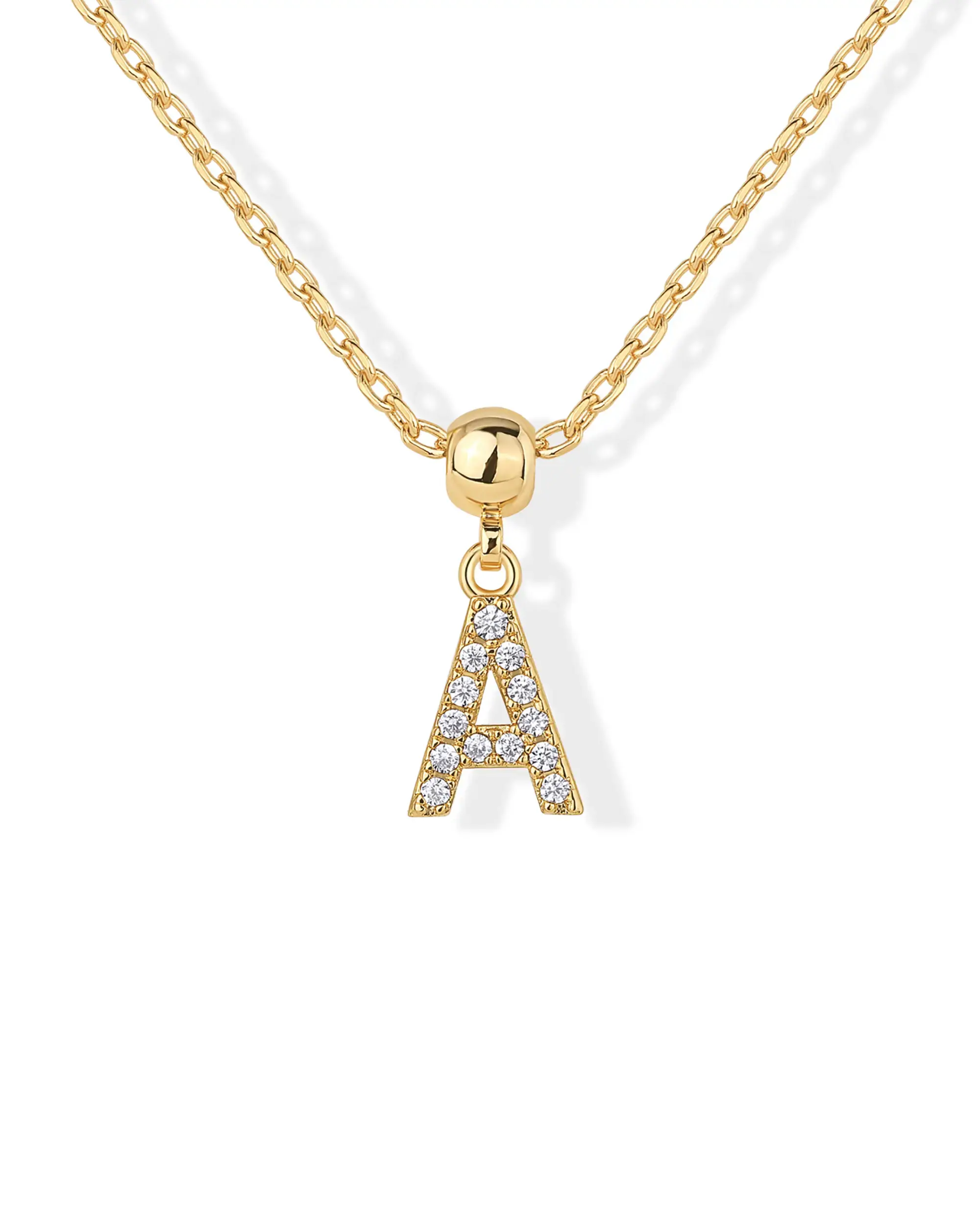 PAVOI 14K Yellow Gold Plated Initial Letter Charms Necklace for Women - Cubic Zirconia Alphabet Letters Pendant Charms Necklaces