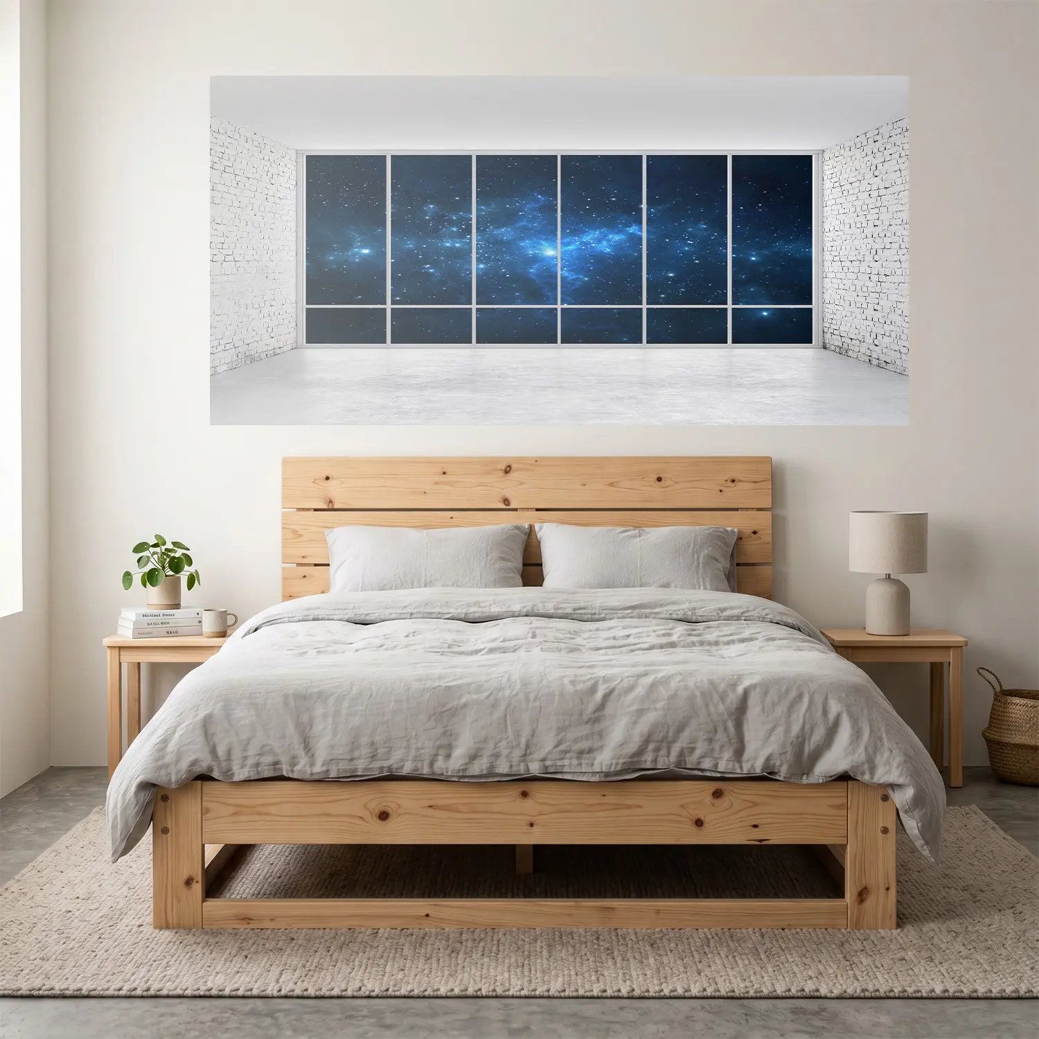 Self-Adhesive Bed Head Sticker, High-Definition Print, No Wall Damage, Easy Removal, Ideal for Bedroom Decoration, Patchwork Shape