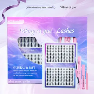 Wangziyue Fairy Manga Lash Kit 8-18mm Ultra-Dense Waterproof Long-Lasting Beginner-Friendly DIY Fashion Set Flawless Head-Turning Lashes for Dates Parties Makeup Eyelashes Cosmetic