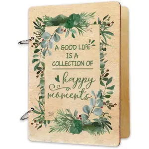 Happy Moments Greeting Card Organizer Birthday Gift Card Holder Green Leaves Cards Keeper Storage Keepsake Book Binder Post Cards Photo Album Holder Wedding Planner Journal Keepsake Gifts