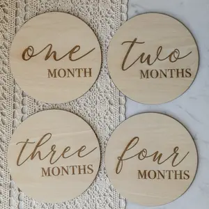 Simple Cursive Wooden Baby Mile Marker Set Includes Months 1-12 Perfect for Capturing Babies First Year of Life Signs