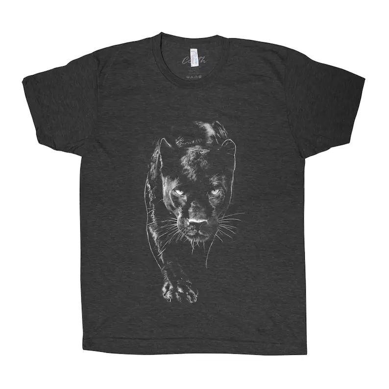 wild panther tee, jungle beast graphic shirt, wildlife animal print‑tshirt, men casual tri‑blend tee