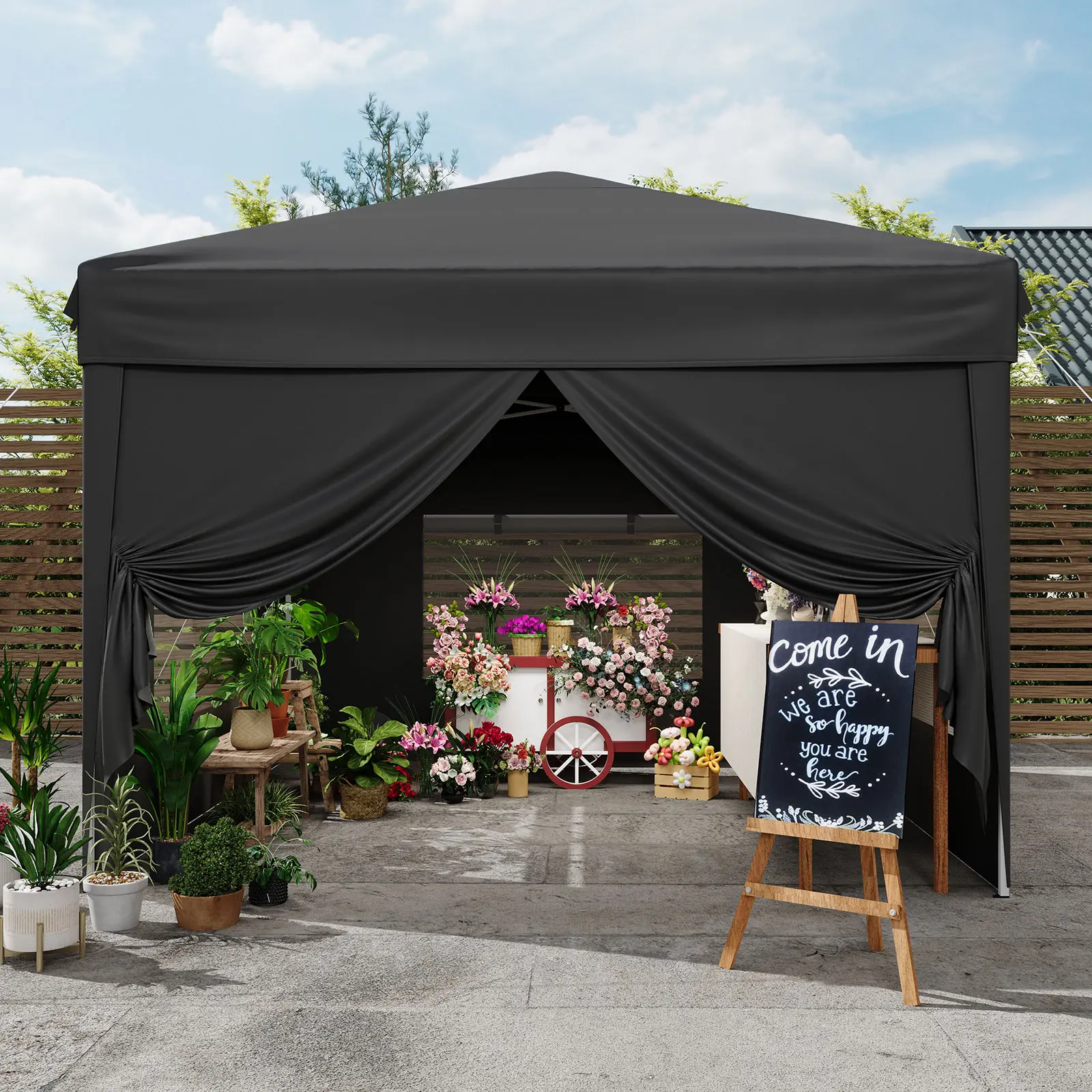 10x10FT Pop Up Canopy with Sidewalls, Waterproof UV Protected Outdoor Tent with Carry Bag, Heavy Duty Portable Shelter for Parties, Camping & Events