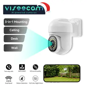 Viseecam Indoor Security Camera 2.4G WiFi 3MP Pan/Tilt Baby Monitor with Night Vision & Motion Sensor for Home Protection TF/Cloud Storage Christmas gifts