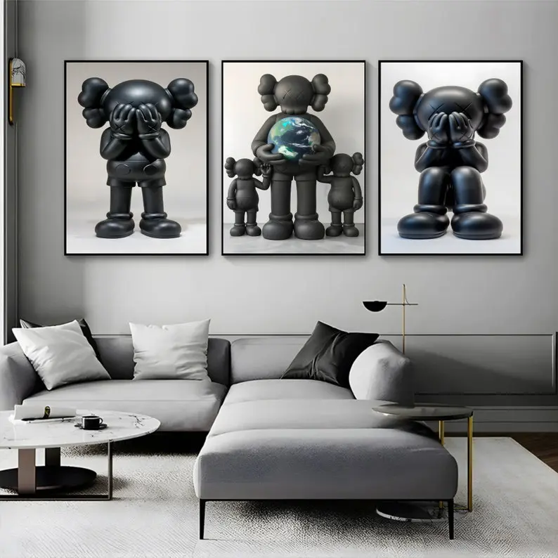 KAWS Posters Set of 3 - Limited Edition Street Art Prints - Modern Wall Art Decor for Home, Office, or Studio - Unique Gift for Art Lovers