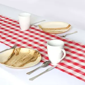 Gingham Polyester Table Runner 14"x108" Red/White Buffalo Plaid - Checkered Table Linen
