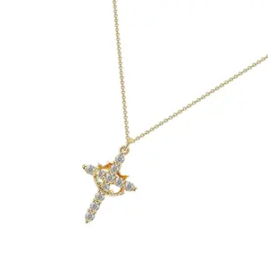 Fashionable Necklace with Charm Embellished Crosses and Crowns Pendants