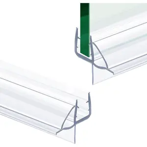 2 count Shower Door Bottom Seal, 3/8" X 36" Frameless Shower Glass Door Seal Strip, Clear PVC Shower Door Sweep Stop Shower Leaks, Shower Seal for 3/8 Inch (10mm) Glass