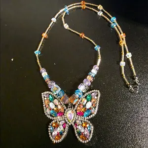 Gabriela Haller HigherKii Artique Vibrant Butter Jewelry Set with Butterfly Pendant and Beaded Necklace Set