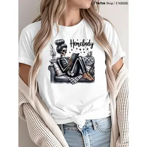 Cotton Short Sleeve T-Shirt HOMEBODY GLITTER SKELLY unisex super soft comfort tshirt