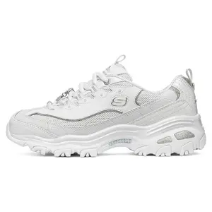 Women's Skechers D'Lites 1.0 Panda Sneakers - 10th Anniversary Diamond Edition Low-Top Casual Dad Shoes, Lightweight Breathable Chunky Thick Sole, Silver