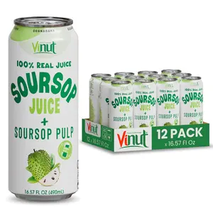 Vinut Soursop Juice Drink with Pulp (16.57 fl oz) – 6/12/24 Pack | 55% Real Guanabana Fruit Juice | Tropical Ready-to-Drink Beverage | Non-GMO, Gluten-Free