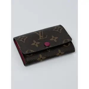 Pre-owned Louis Vuitton canvas and leather Small Leather Goods Monogram Canvas Fuchsia 6 Key Holder SH428LV