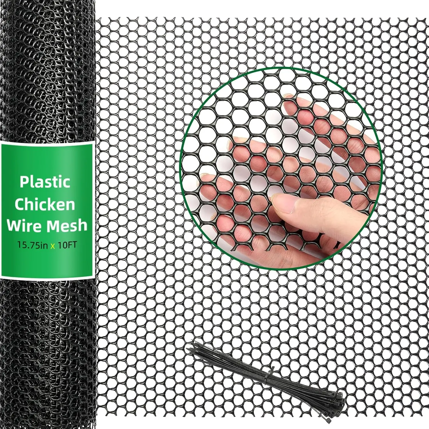 Black Plastic Wire Mesh Fence - 15.7IN x 10FT Roll Chicken Wire Mesh Ideal for Poultry, Dogs Rabbit Snake Fence, Garden  Fruits Vegetables Barrier, Balcony Protection & Window Isolation Net