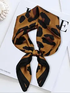 Leopard Print Square Scarf, Fashionable Hair Accessories forWomen & Girls, Casual Versatile Scarf for Daily Wear,Girlfriend Gifts