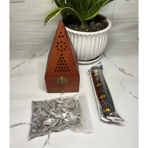 Incense Box With Charcoal And Loose Sage | Wooden Incense Burner