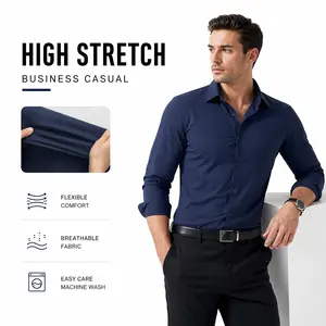 AMZPURE Men's 16-Way Stretch Slim Fit Long Sleeve Dress Shirt, Wrinkle Free Button Down, Business Casual Travel Daily Top tiktokshopspringglowup Summervibes