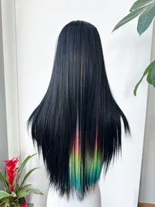 2 Pcs Rainbow Hairpieces for Women, 22 Inch Straight Colorful Clip-in Hair Extensions, Perfect for Party & Daily & Festival Wear.