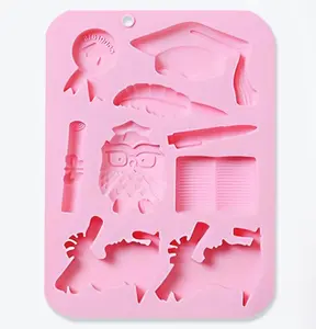 Graduation Silicone Chocolate Mold | Cap, Diploma, Owl & Books Candy Mold | 9 Cavity
