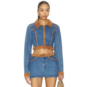 Show Me Your Mumu Dawson Jacket in Indigo With Faux Suede