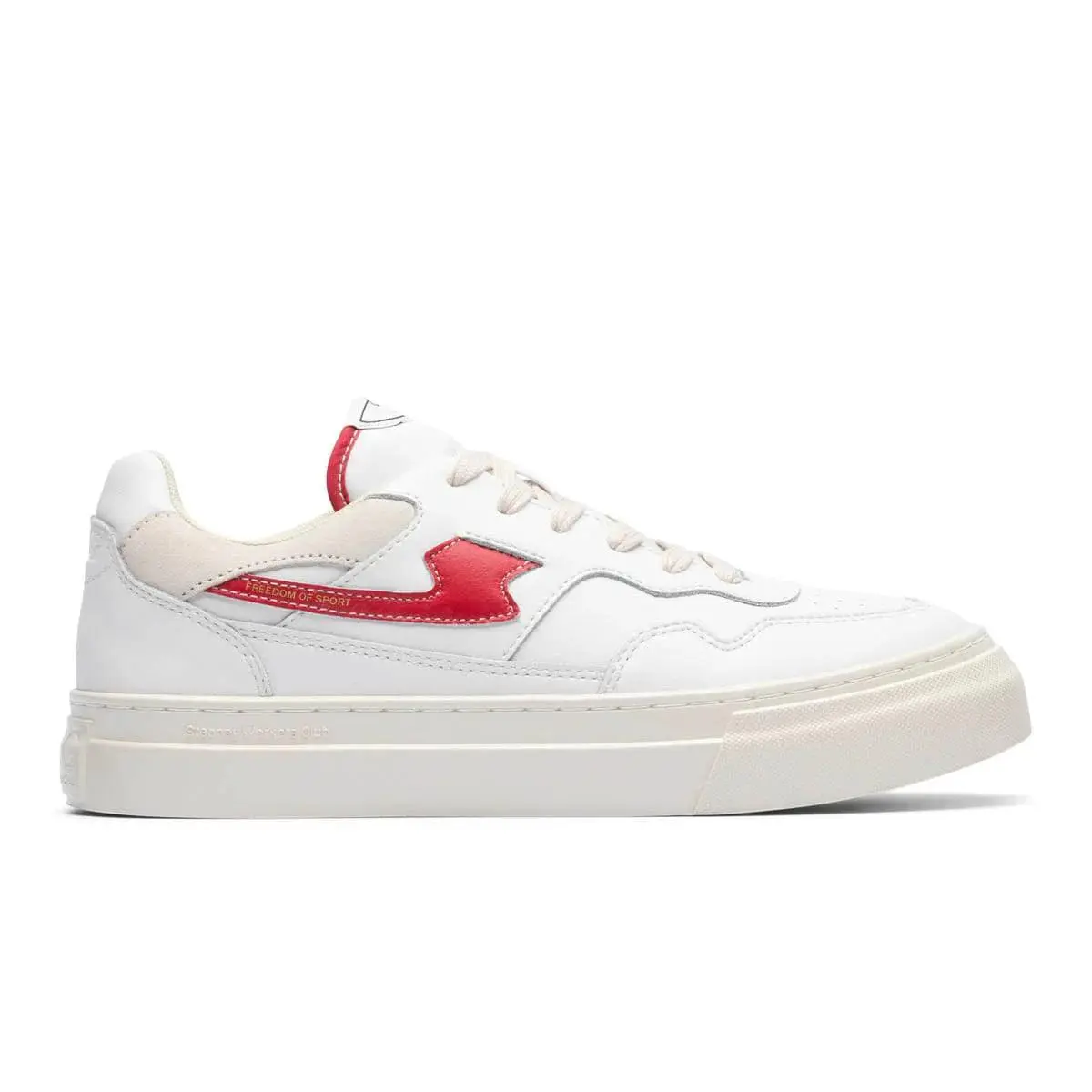 Pre-Owned Stepney Workers Club Pearl S-Strike Leather Sneaker - White/Red, Unisex Sizes (EU 43-US 10), 100% Authenticity Guaranteed, Casual Footwear Trainer, SKU: YA09530
