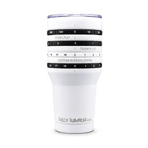 Tally Tumbler Golf Portable Stainless Steel Reusable Tumbler for Gold Score Keeping & Cold Drinks with Score Rings 0-129. Track golf stats on a 30oz tumbler