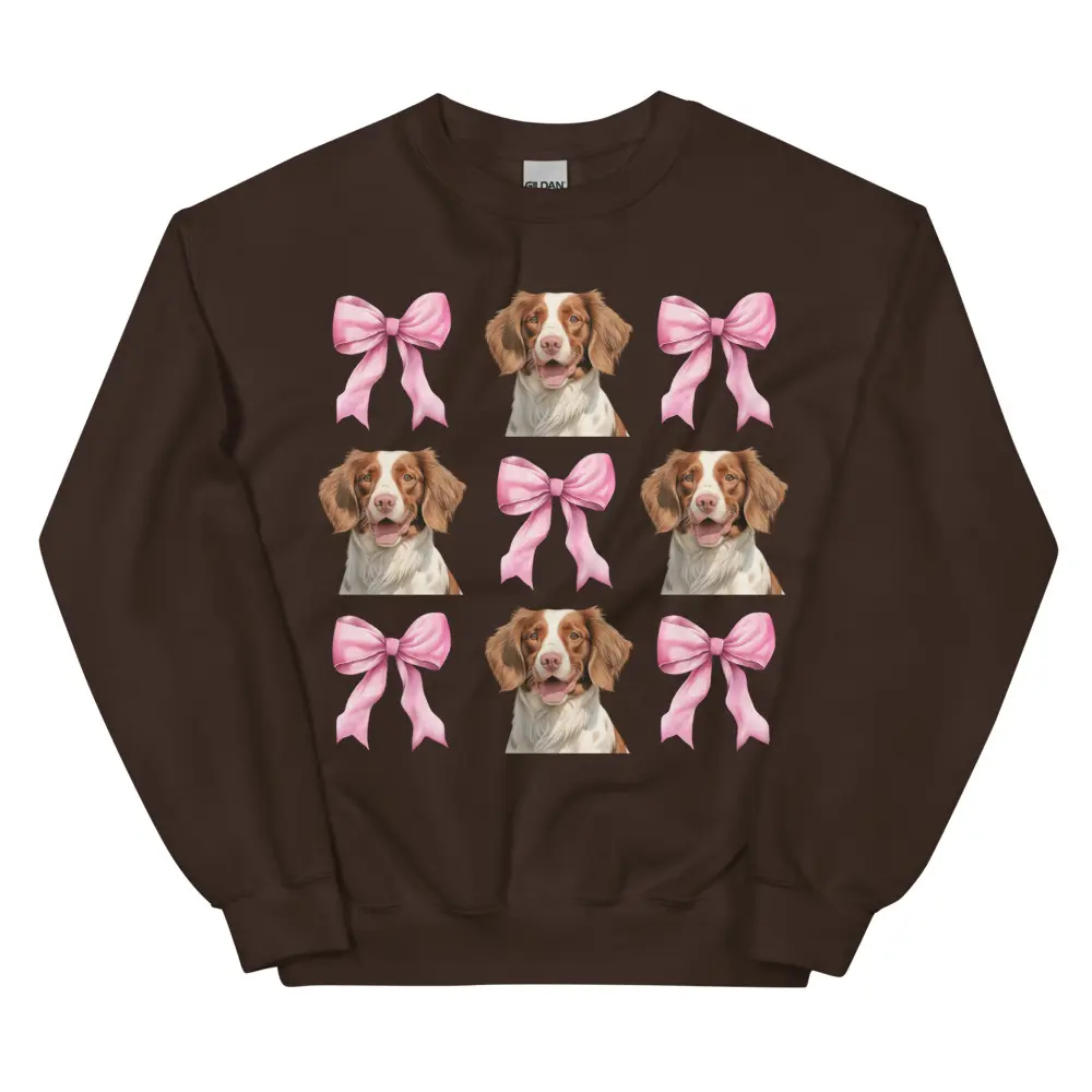 Brittany spaniel with Pink Bows Sweatshirt