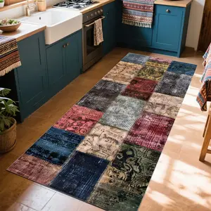 Vibrant Patchwork Long Rug, Multiple Pattern Styles Available, Cozy Fashion Home Decor, Soft Durable Carpet, Vintage Runner Rug