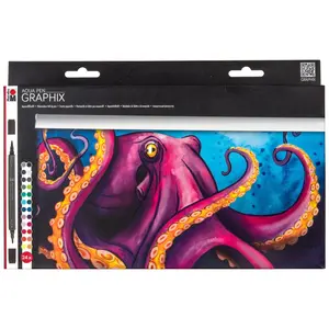 Marabu Watercolor Brush Pens - 24 Colors Watercolor Pens, Dual Tip with Flexible Brush - Professional Watercolor Markers for Coloring, Painting, and Drawing