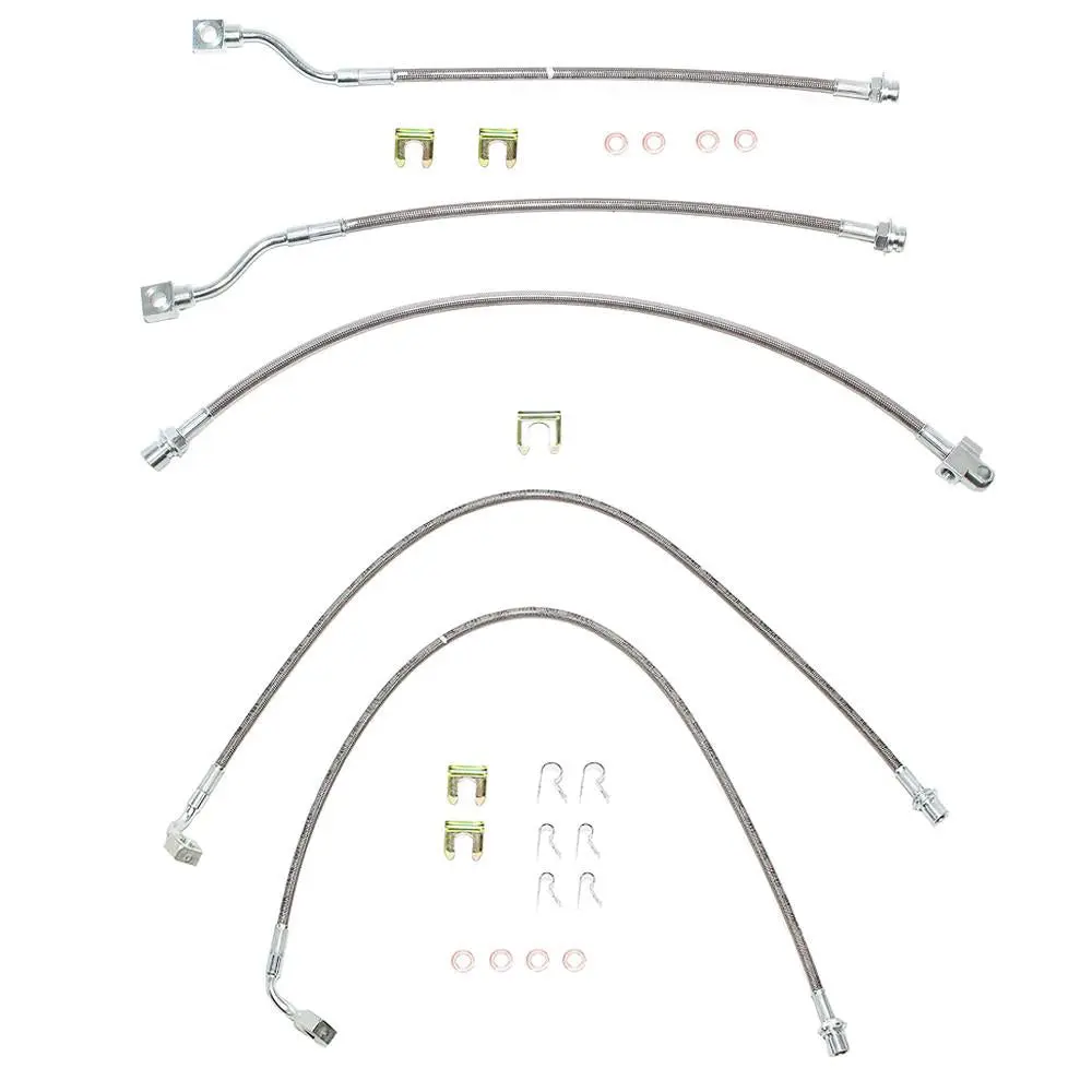 HSK0001SS- 01-07 GM 2500HD/3500 Non Dually Complete Brake Hose Kit; Braided Stainless