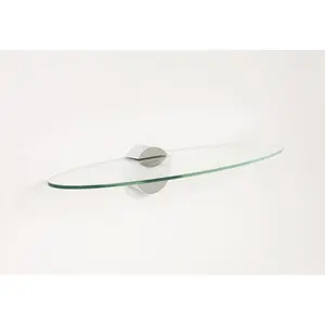 212 MAIN Legacy Oval Glass Wall Mount Shelf Kit, 23.5x7.5 in. Large Size, 1 Moon Titanium Bracket, 8lb Capacity, for Home Decor