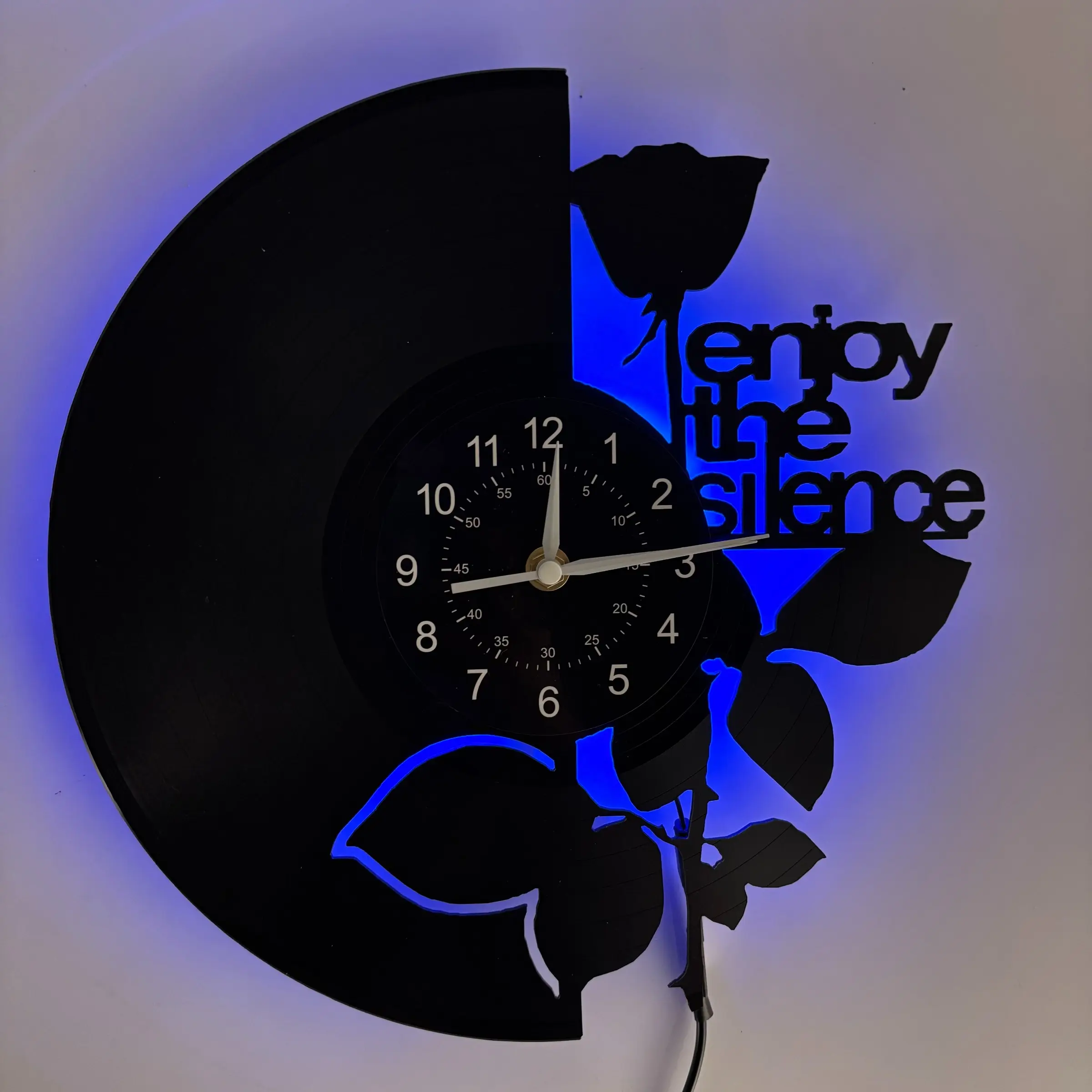 Rose-Shaped LED Vinyl Wall Clock, Lighted Wall Clock, Decorative Wall Clock, Modern Floral Decoration, Silent No Chime, Home Wall Decor, Mother's Day Gift, Birthday Party Gift
