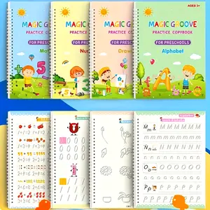 Magic Grooved Writing Practice for Kids Ages 3-8 Reusable Grooved Handwriting Practice Books for Kids 5-7 Preschool Tracing Learning Activities Educational Gifts for Kids