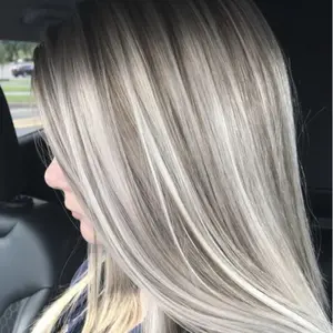 Luxurious 200% Density 26-Inch 13×4 HD Lace Front Wig | Unisex Silk-Straight white-to-Silver-gray  Ombre Highlighted Style | Heat-Resistant Synthetic Hair with Transparent Lace