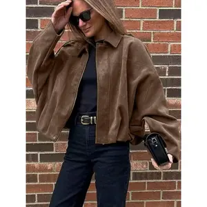Aviator Jacket Woman, New In Coats And Jackets, Casual Zip Up Jacket Women's Winter Jacket, Oversized Pilot Jacket Cropped Fit, 2025 Streetwear Short Jacket Woman, Outerwear