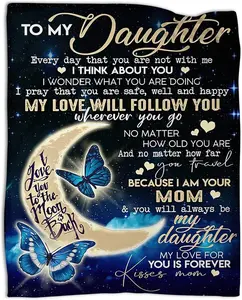 Daughter Gifts from Mom to My Daughter Blanket 80"x60" Super Soft Anti-Static Flannel Valentine's Day Graduation Birthday Gift for Daughters