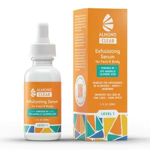 Almond Clear Exfoliating Serum Level 1 for Acne, Folliculitis, Aging Skin, Ingrown Hairs, Dark Spots - 1 fl oz (30 mL)