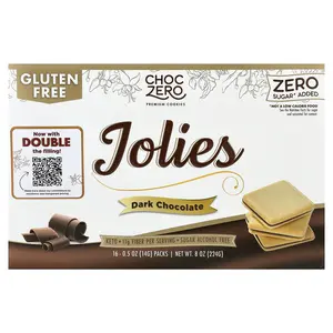 ChocZero Premium Cookies, Jolies, Dark Chocolate, 16 Packs, 0.5 oz (14 g) Each