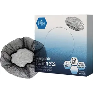 Nylon Hair Nets Disposable Black - 144 Hairnets/Box - Mesh - 22" - Lightweight Netting Restraint