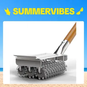 HOUSE AGAIN Grill Brush Bristle Free, 304 Stainless Steel Food-Grade Brush Head with Scraper, Safe BBQ and Grill Grate Cleaner Non Wire, Outdoor Grill Cleaning Brush w/Wooden Handle Gift for Men/Dad tiktokshopspringglowup summervibes,