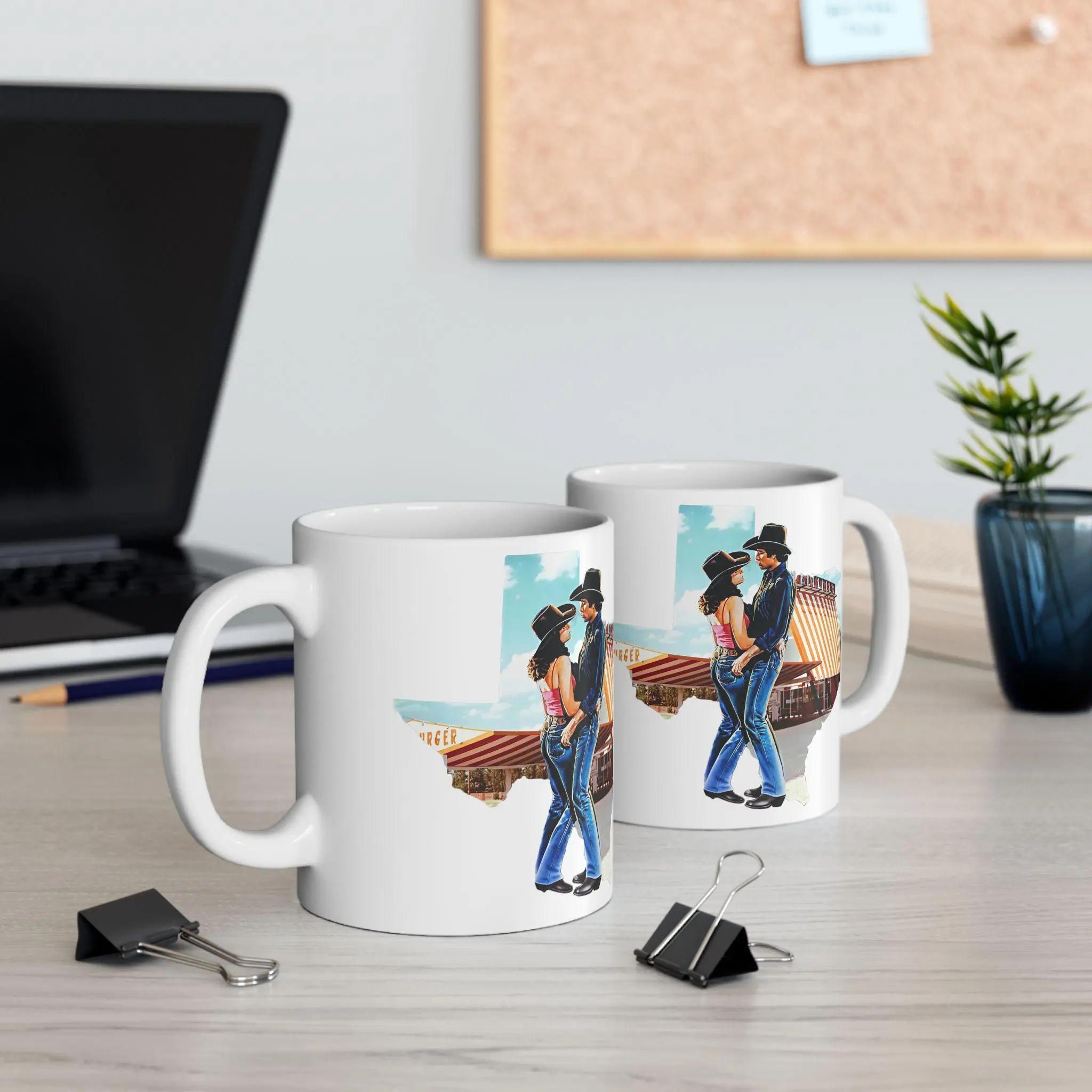 Western Cowboy Couple Coffee Mug – Vintage Rodeo Romance Aesthetic Cup, Country Love Gift