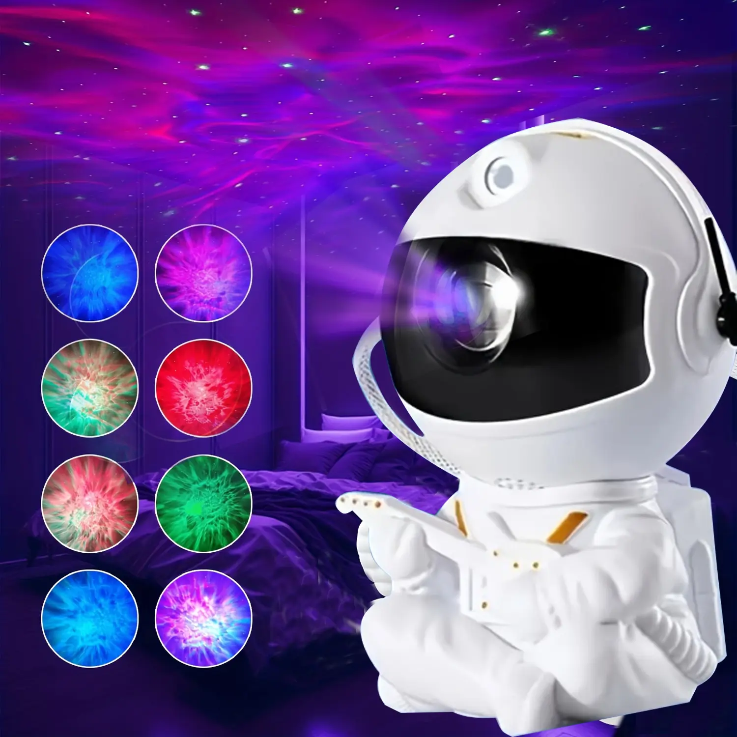 ( Birthday gift) Astronaut Starry Sky Projection Light Full of Stars Ambient Light Spaceman Laser Nebula Water Ripple Bedroom Projection Light