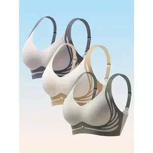 3-Pack, Plus Size Seamless Lift, Anti-Gravity Large Bust Sports, Gathered Bra, Corrective Lower Chest - Bra Top Support - Women's Sports Bra Decoration(Raincoats)