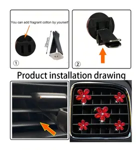 5pcs Crystal Flower Car Air Freshener Clip, Air Conditioner Decorations For Car Interior Accessories