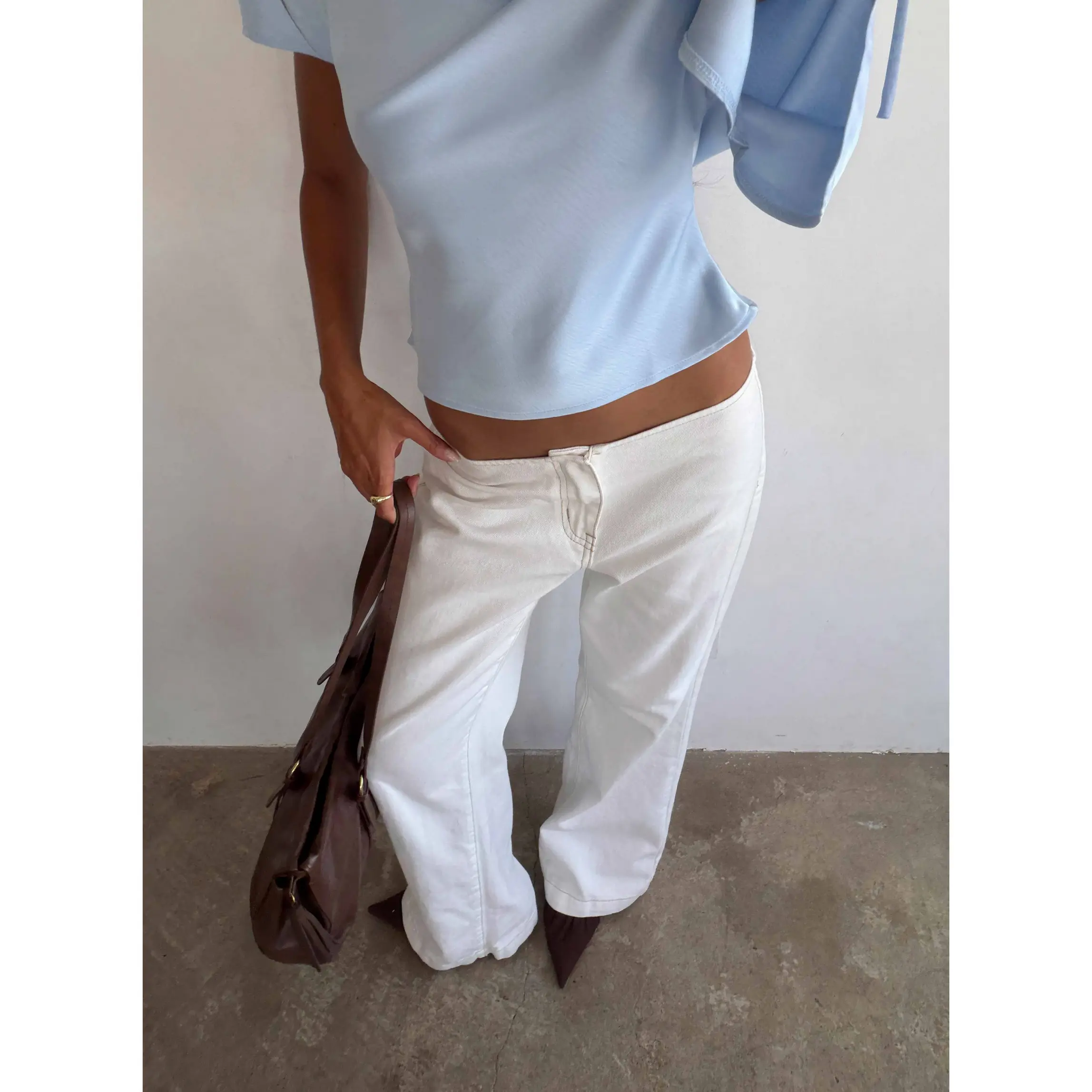 Buenos No Waist Low Rise Straight Leg Jeans White Petite
