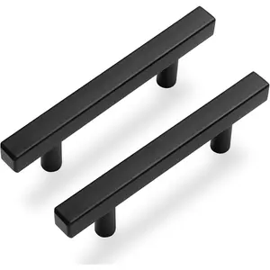 30 Pack 3 Inch Cabinet Handles Matte Black Cabinet Pulls Stainless Steel Drawer Pulls Square Handles for Cabinets Dressers Cupboard 76mm Hole Centers Kitchen Cabinet Hardware, 5'' Total Length