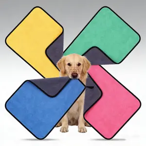 Dual Color Coral Fleece Towel 23.6x11.8 Inch - Multi-Purpose Absorbent Quick Dry Double-Sided Thickened Towel for Car Cleaning, Household Cleaning & Pet Care Car Drying Towels